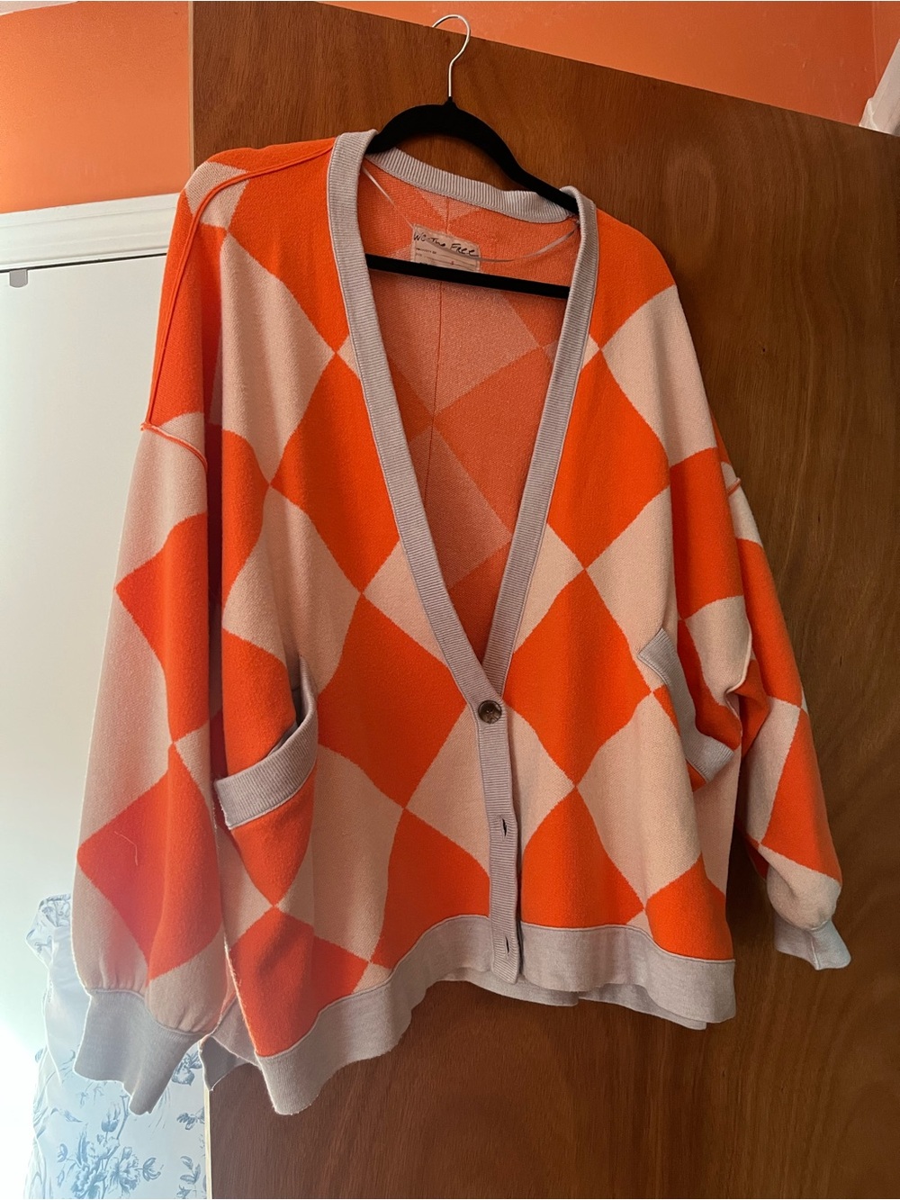 Free People Argyle Cardigan Sweater